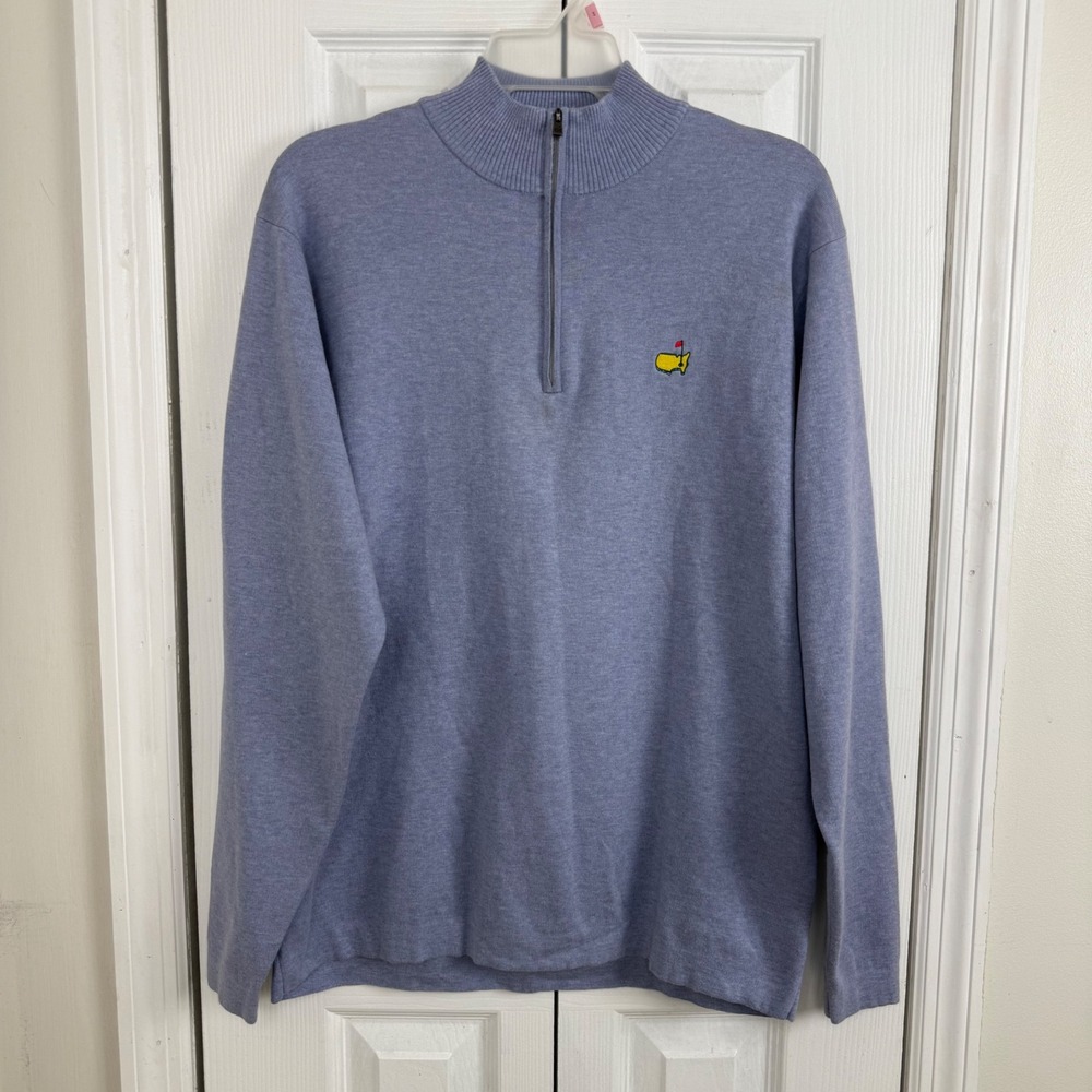 Masters Golf Tournament Quarter Zip Pullover Blue Heathered Sweater Mens XL